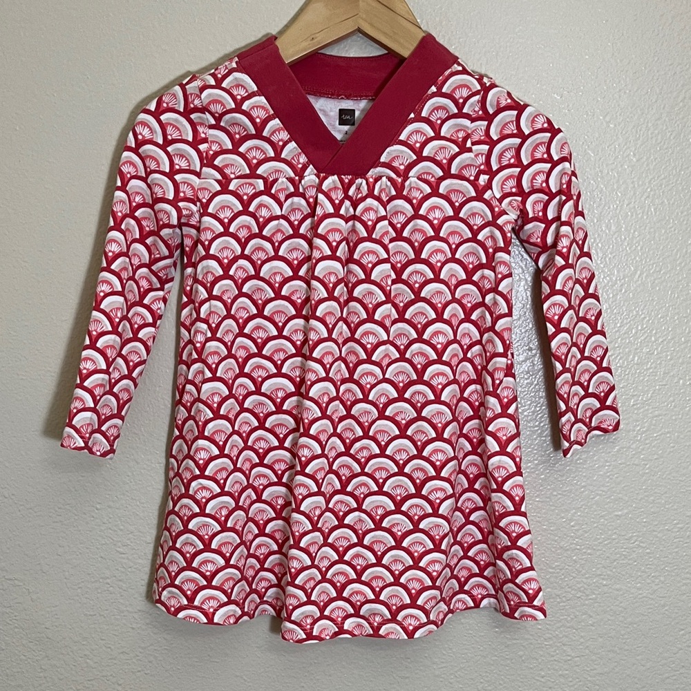 Tea Collection Pink White Patterned Long Sleeve Top